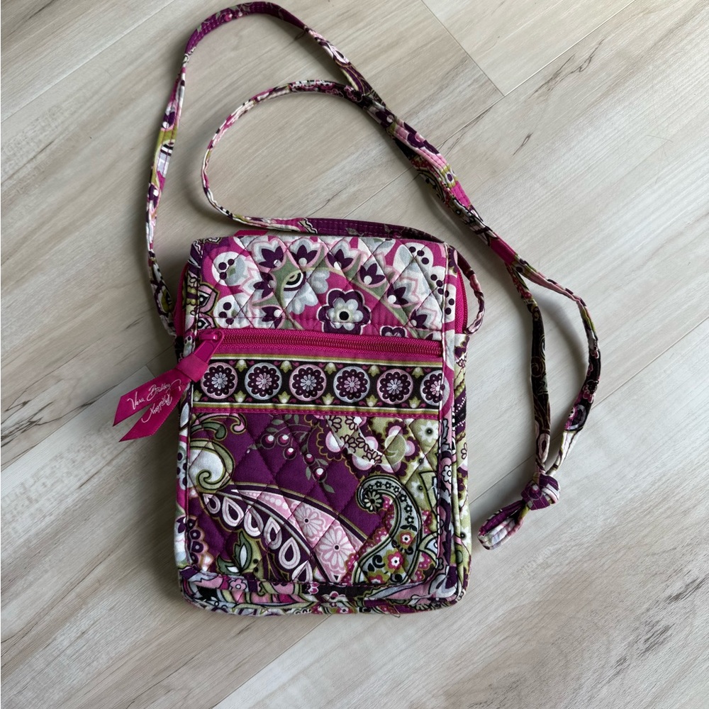 Vera Bradley Pink and Purple Quilted Crossbody Bag